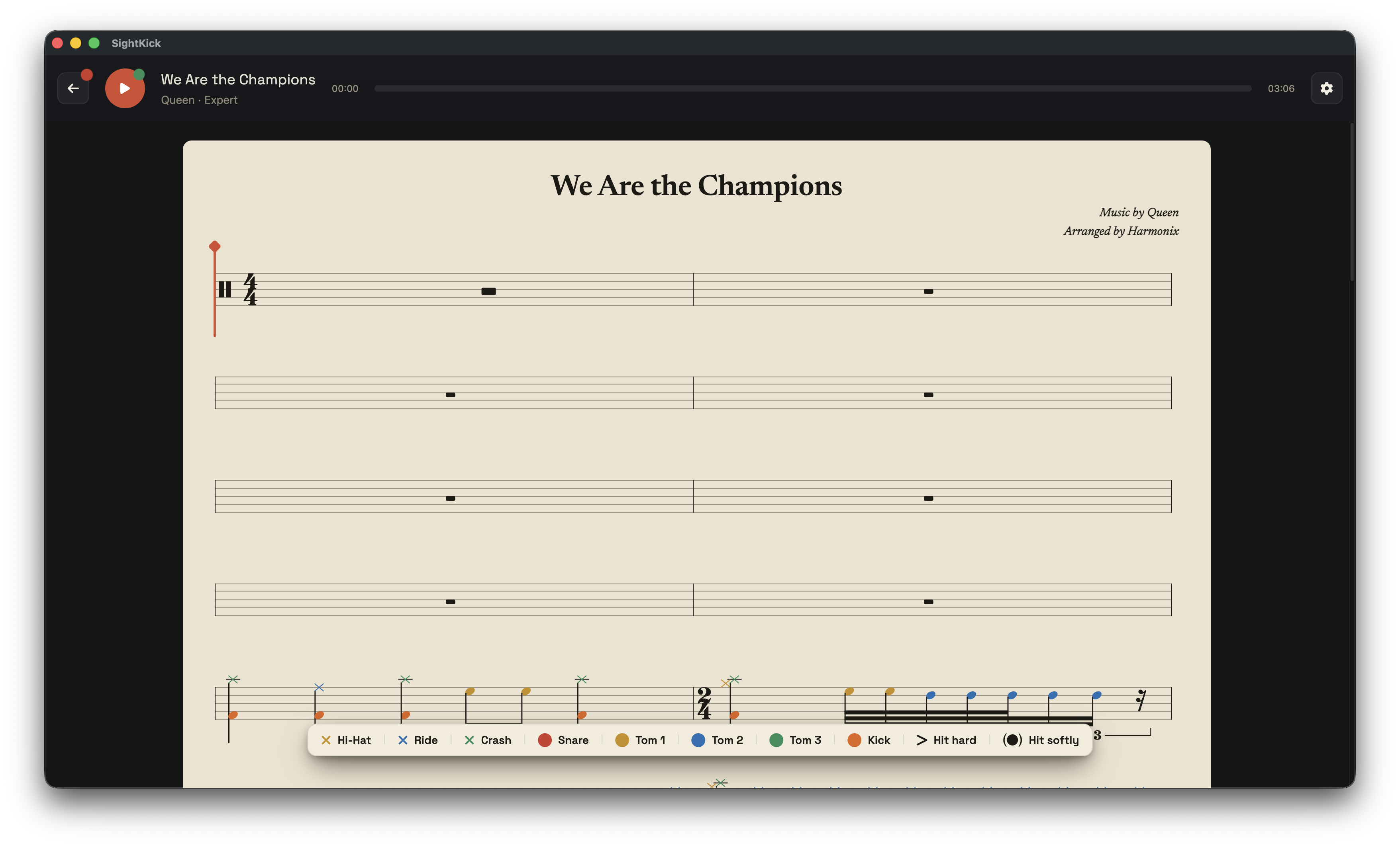 Sheet music playback